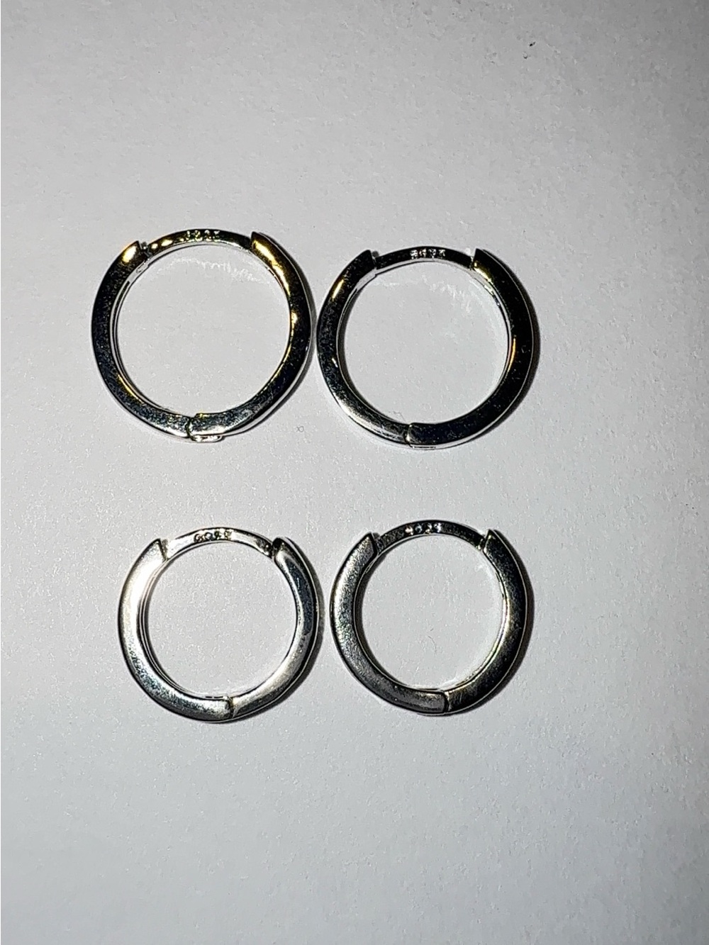925 Sterling Silver Huggie Hoop Earrings Set of 2 Pairs